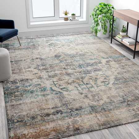 Flash Furniture Artisan Old English Style Traditional Rug - 8' x 10' - Blue RC-RG19-016-810-GG